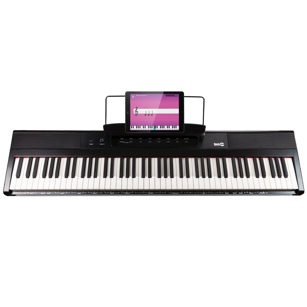 Rockjam 88 Key Digital Piano with full-size half weighted keys, power  supply, note stand, piano decals and piano lessons simply (current version)  : : Musical Instruments