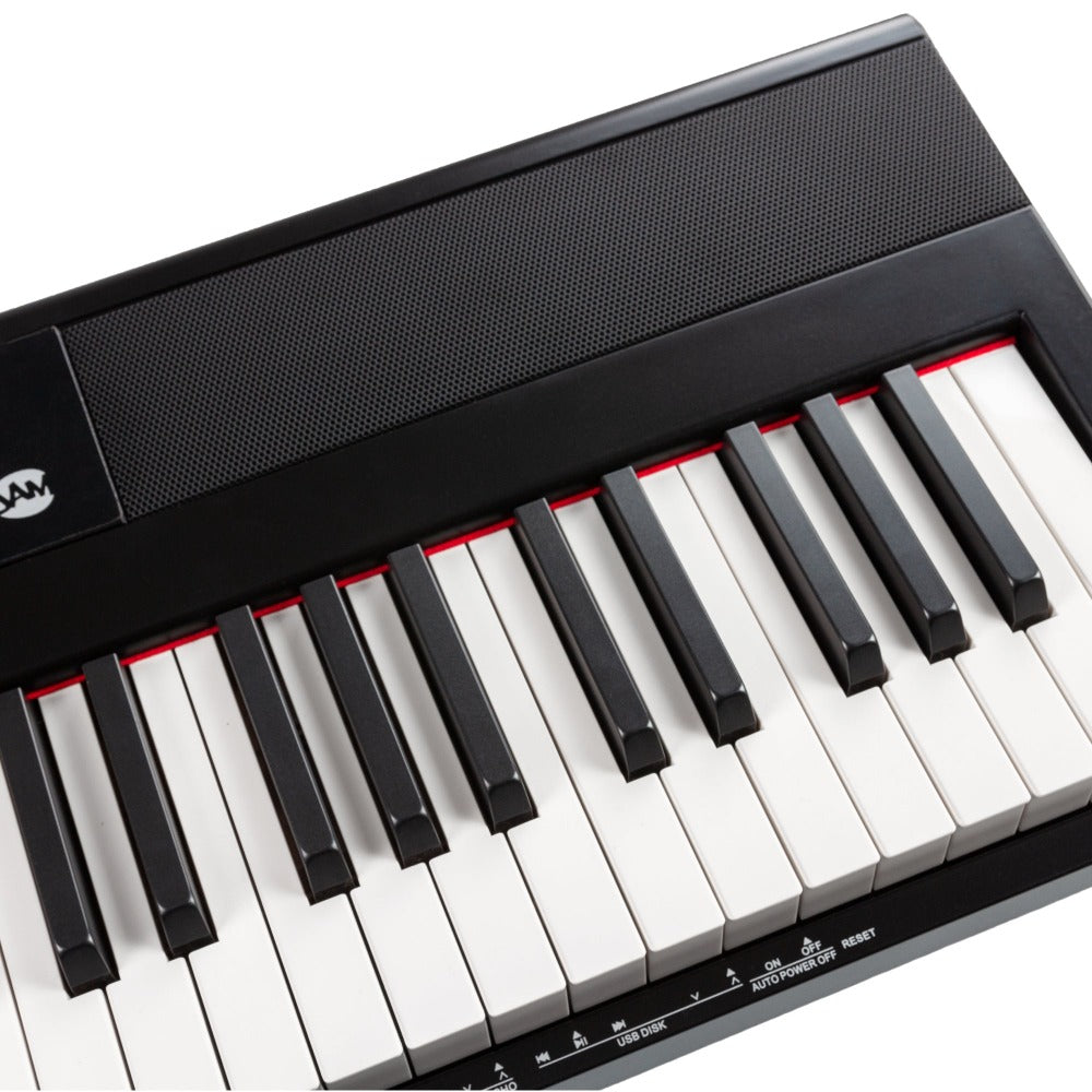  RockJam 88-Key Beginner Digital Piano with Full-Size  Semi-Weighted Keys, Power Supply, Keyboard Stand, Keyboard Bench, Sustain  Pedal, Simply Piano App Content & Key Note Stickers : Musical Instruments