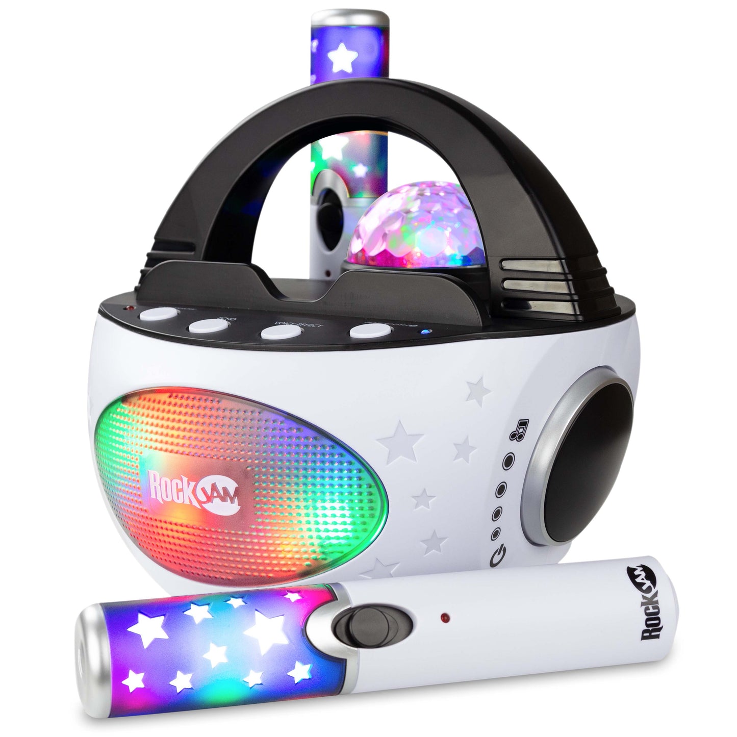 RockJam K-Pop Rechargeable Bluetooth Karaoke Machine with Two Wireless Microphones - Black