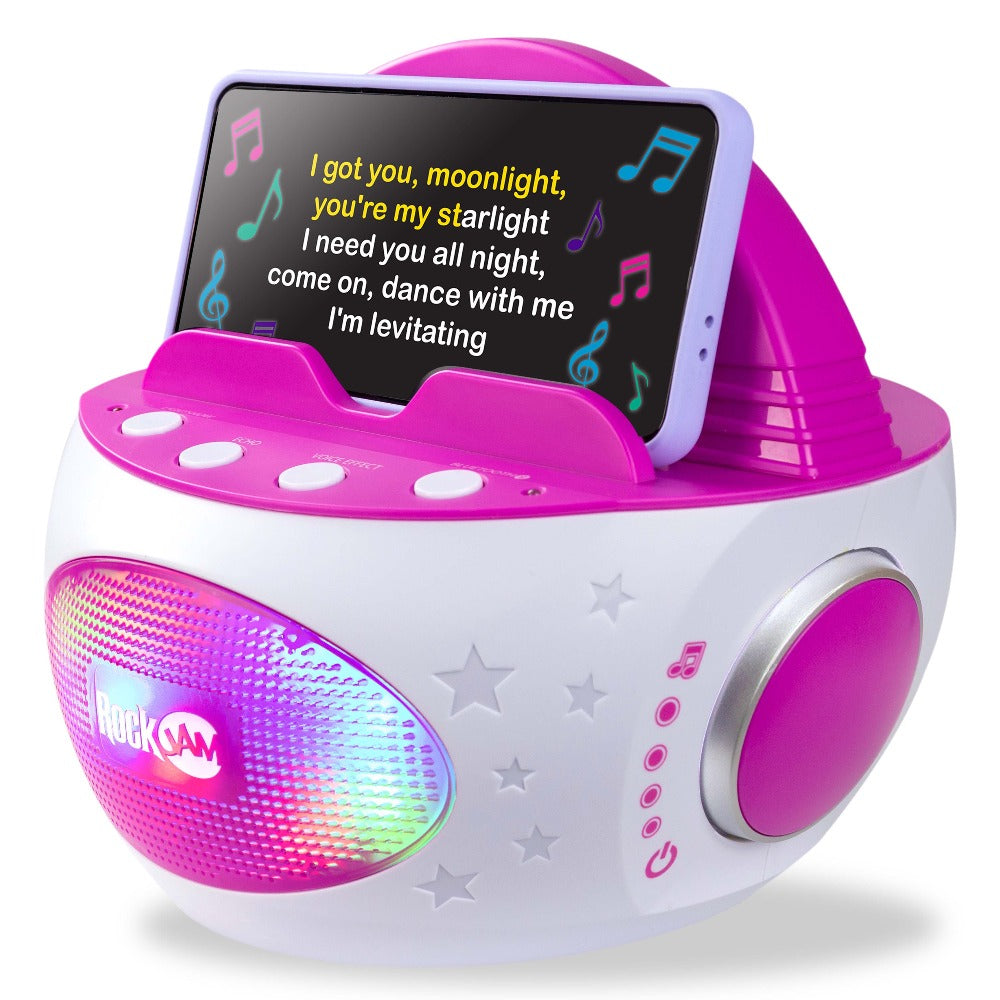 RockJam K Pop Karaoke Machine Main Pink with Phone