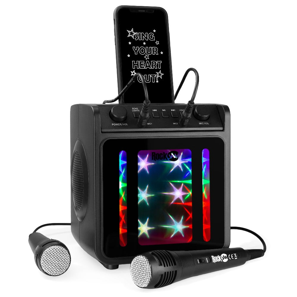 RockJam SingCube 2 Black Main View with Phone