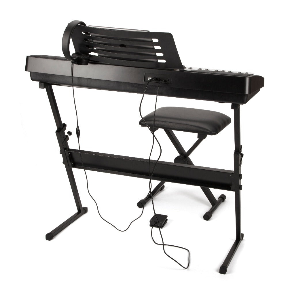 Rockjam 61-Key Keyboard Piano Kit with Stand, Bench, Music Stand,  Headphones, Piano Note Stickers & Lessons