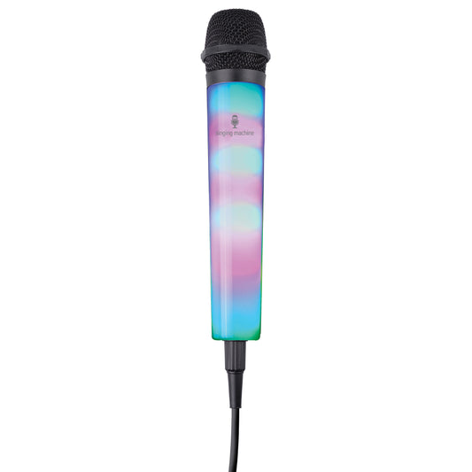 Singing Machine SMM225BK Unidirectional Wired Microphone with LED Disco Lights