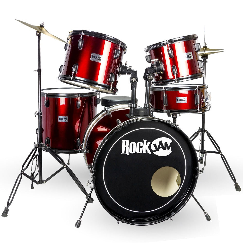 RockJam Full-Sized Drum Kit Red